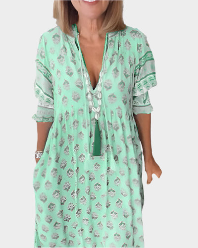 Boho Ruha Kényelmes Illeszkedéssel és Puffos Ujjakkal