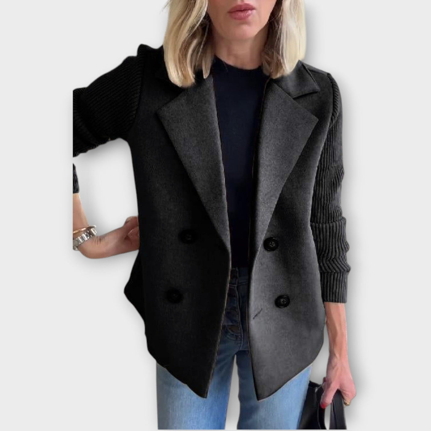 Kétgombos, kötött ujjú blézer