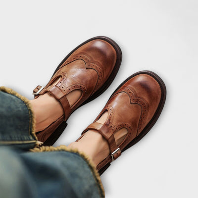 Elegáns Bőr Mary Jane Cipők