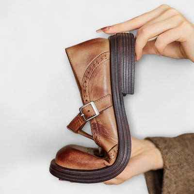 Elegáns Bőr Mary Jane Cipők