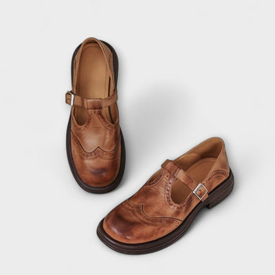 Elegáns Bőr Mary Jane Cipők