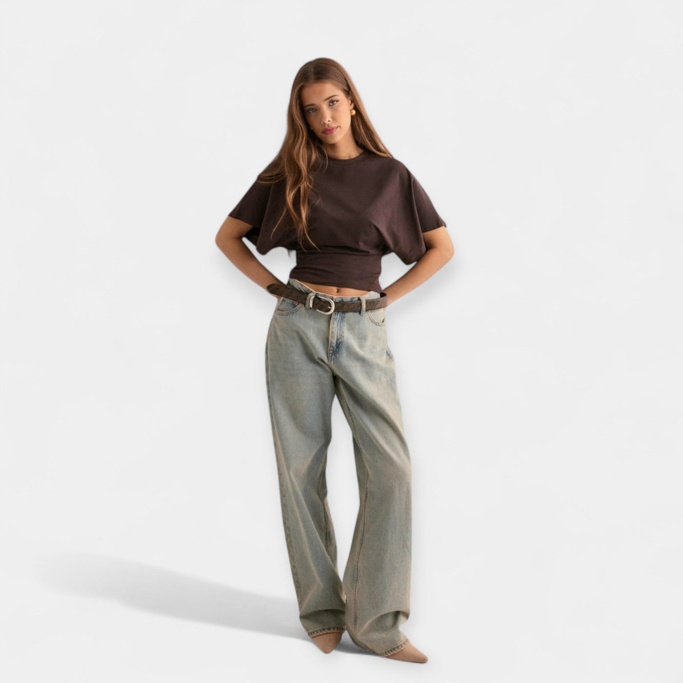 Blúz kényelmes, széles ujjal