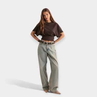 Blúz kényelmes, széles ujjal