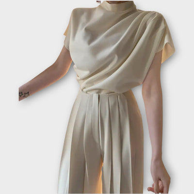 Női Magas Derékú Plisszírozott Nadrág