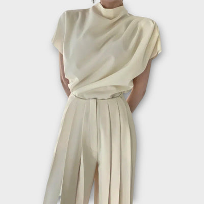 Női Magas Derékú Plisszírozott Nadrág