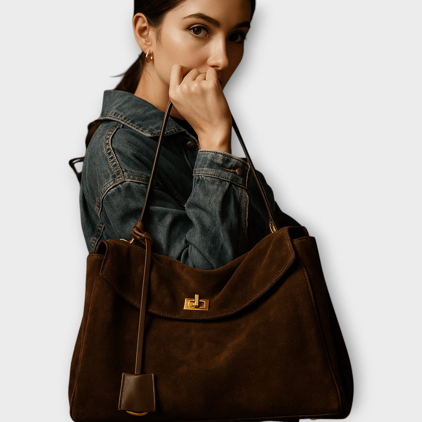 Eredeti Suede Válltáska Teljes Bőr Béléssel