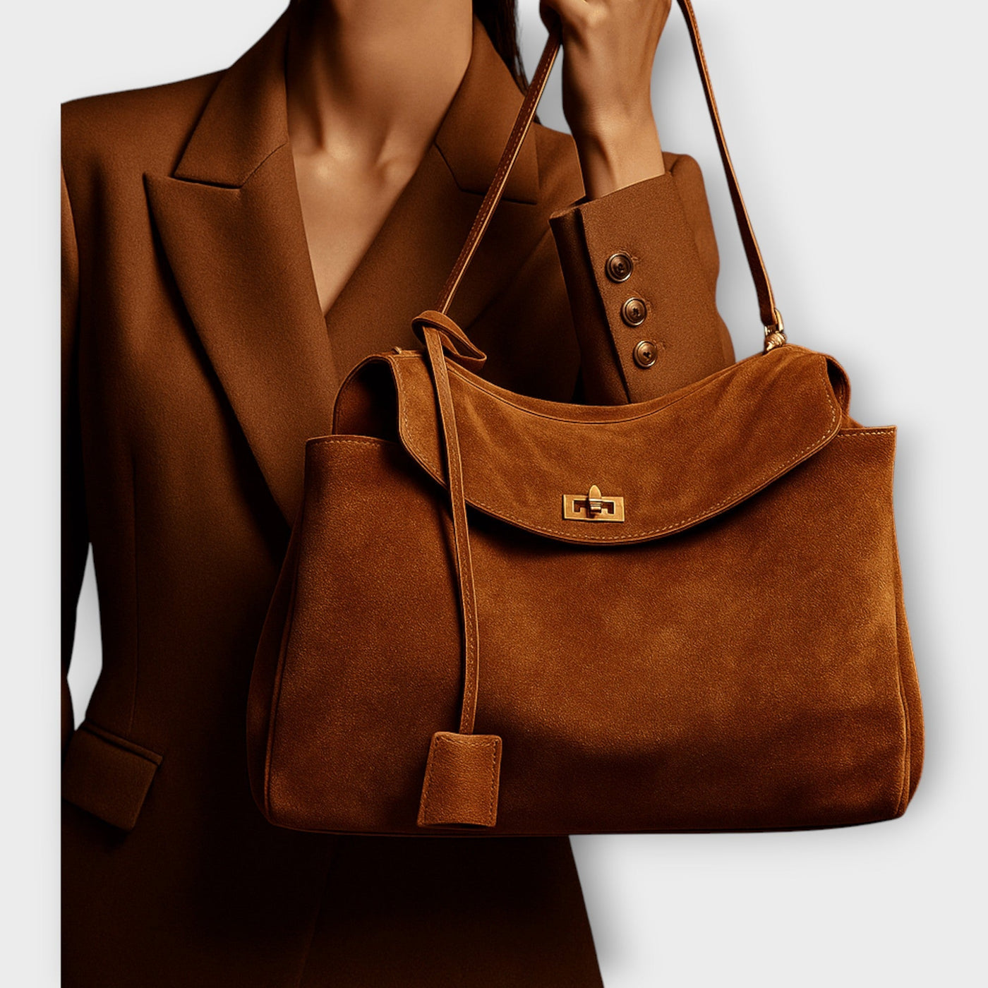 Eredeti Suede Válltáska Teljes Bőr Béléssel