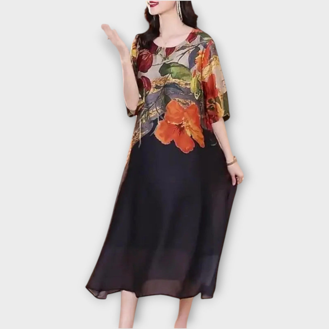 Elegáns Virágmintás Maxi Ruha