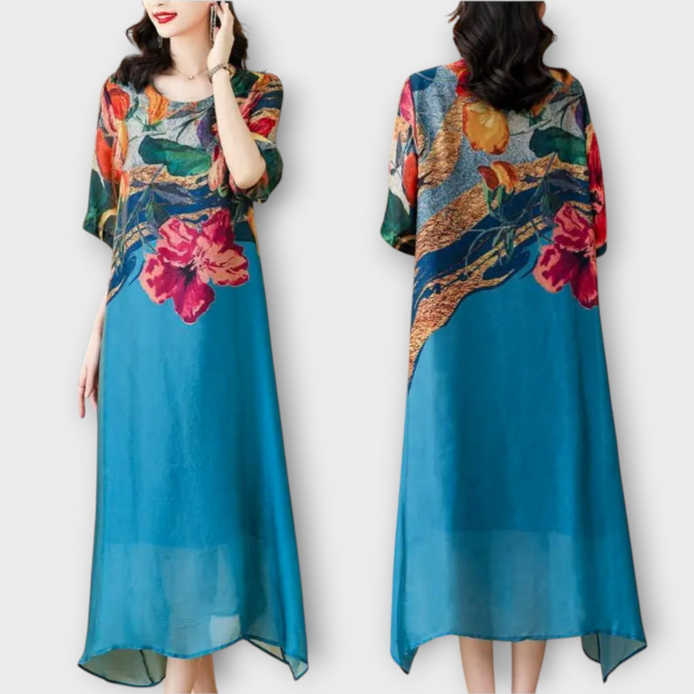 Elegáns Virágmintás Maxi Ruha