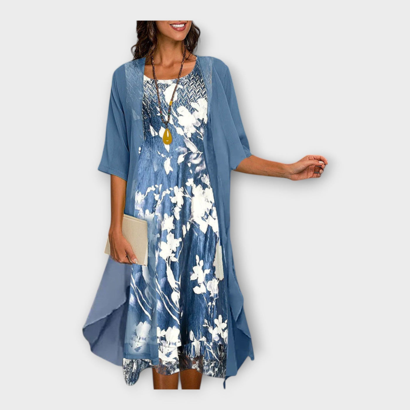 Levegős Ruha Külső Kabáttal és Mintákkal