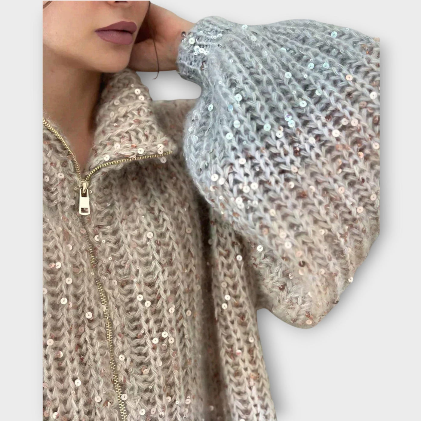 Chunky Knit Flitteres Pulóver