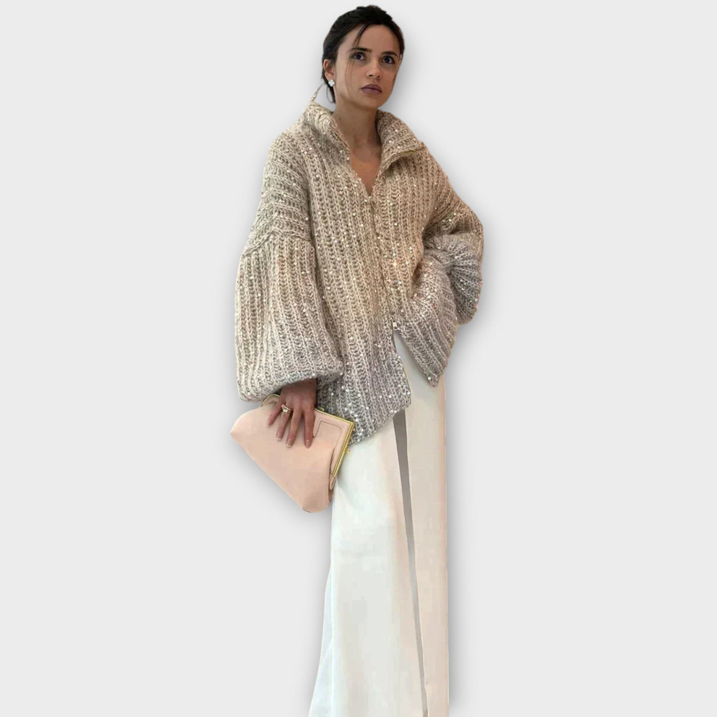 Chunky Knit Flitteres Pulóver