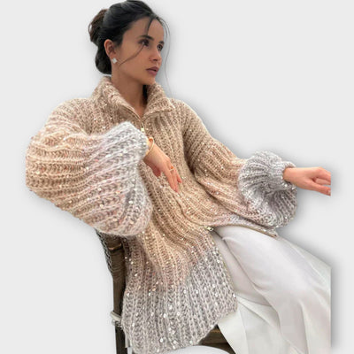 Chunky Knit Flitteres Pulóver