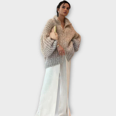 Chunky Knit Flitteres Pulóver